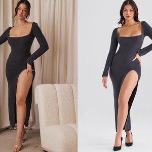 HOUSE OF CB 'Tolani' Charcoal Cashmere Knit Maxi Dress NWOT